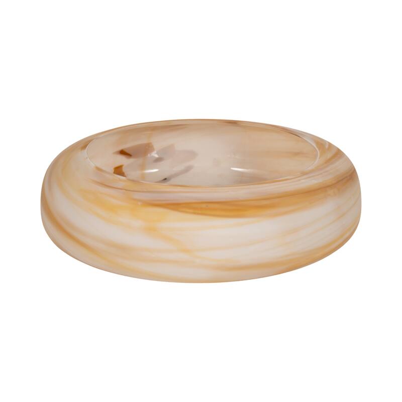 Round Glass Decorative Bowl with Swirl Pattern - 19", Orange - 19.0"