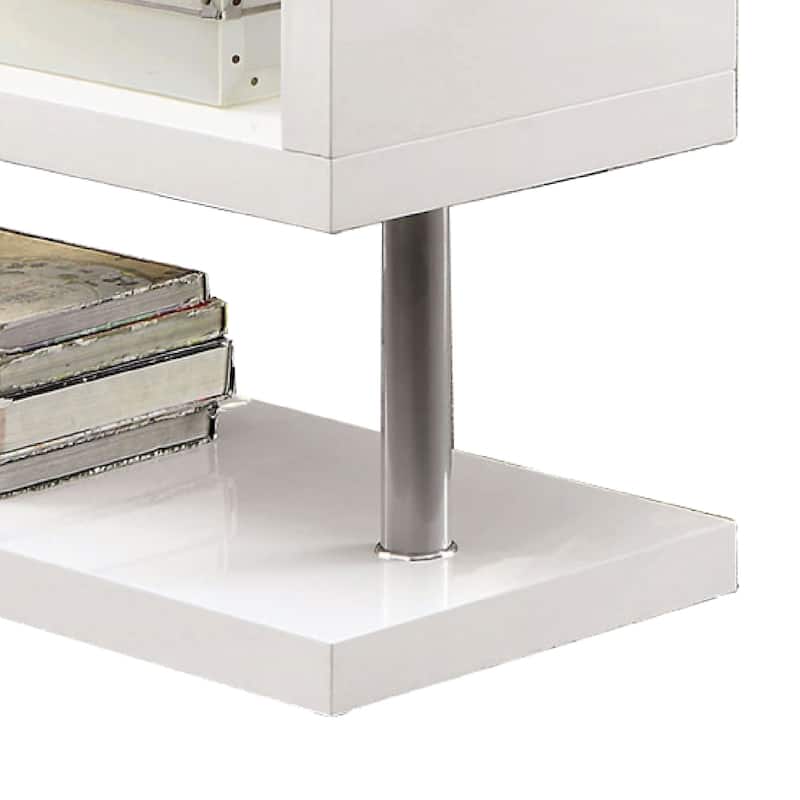 Wooden Computer Desk with Keyboard Tray and Open Bottom Shelf, Brown