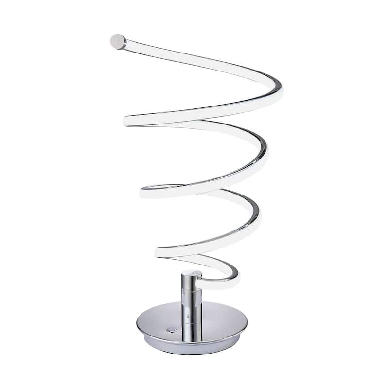 Sun 20 Inch Table Lamp, Accent Twisted Modern Design, LED Light Chrome Base - Chrome, Silver