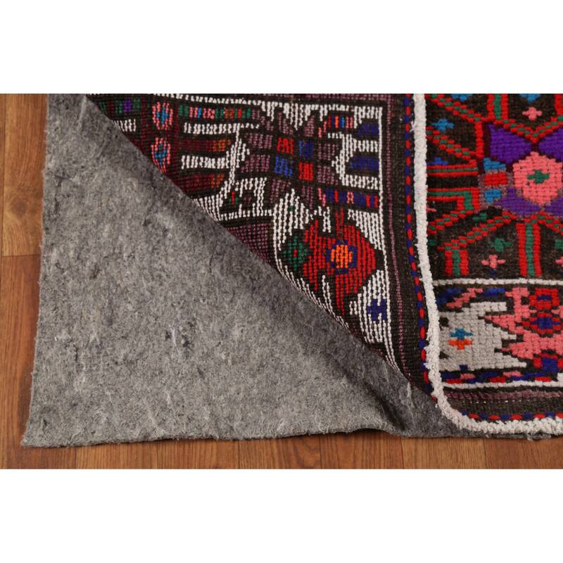 Wine Red Tribal Anatolian Turkish Runner Rug Hand-Knotted Wool Carpet - 3'7"x 14'1"
