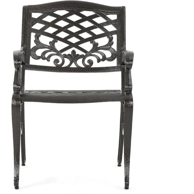 Ravenna 6-Person Bronze Aluminum Patio Set - Rectangular Dining Table with Floral Lattice