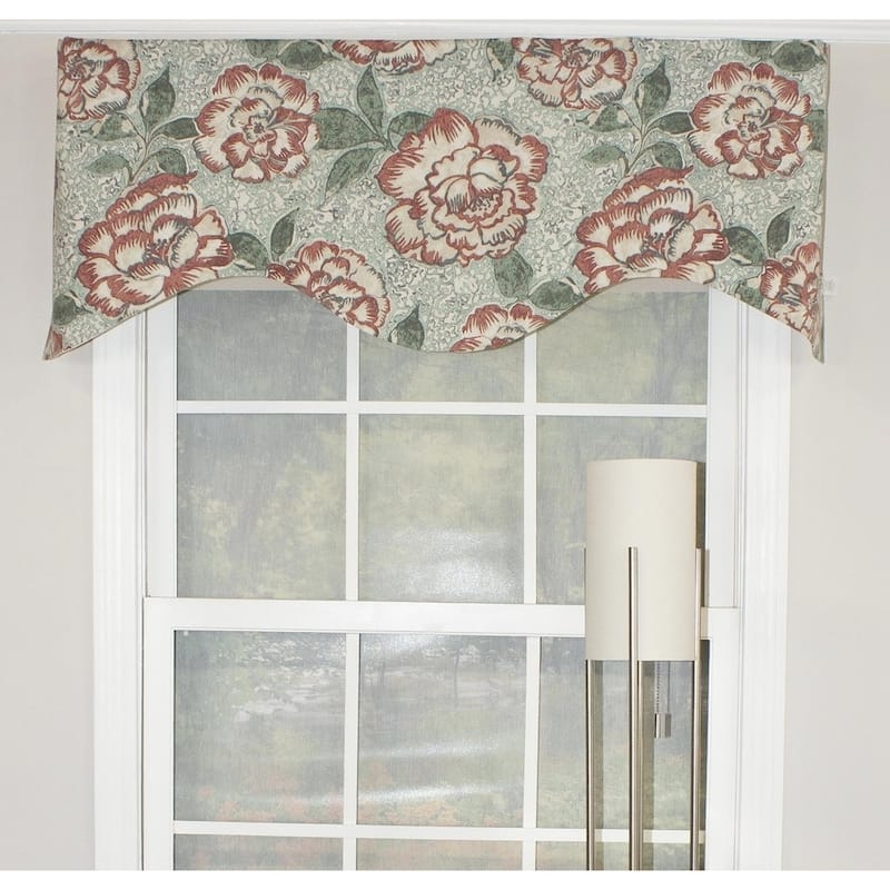 RLF Home Peony Garden Cornice 50" Window Valance - Coral