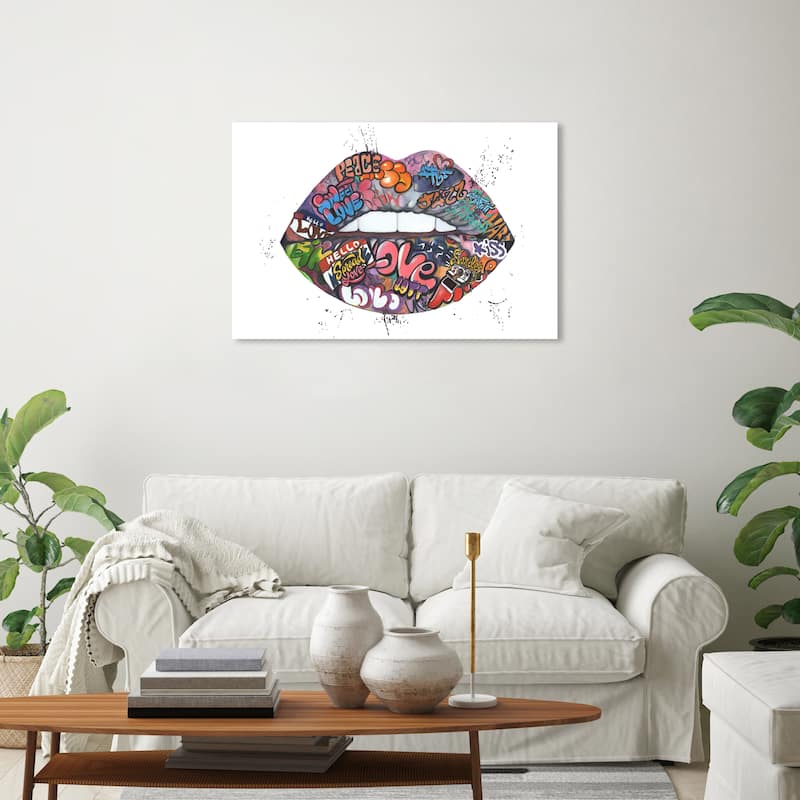 Wynwood Studio Canvas Fashion and Glam Comic Love Purple Modern & Contemporary Wall Art Canvas Print - 30 x 20