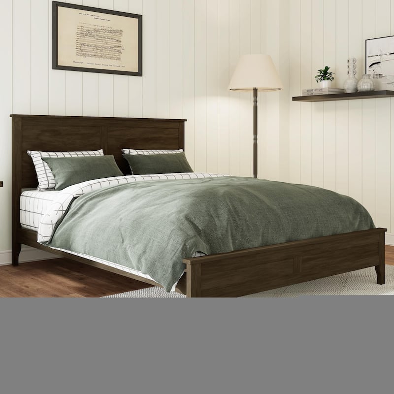 Modern Solid Wood Platform Bed with Sturdy Wooden Slat Support