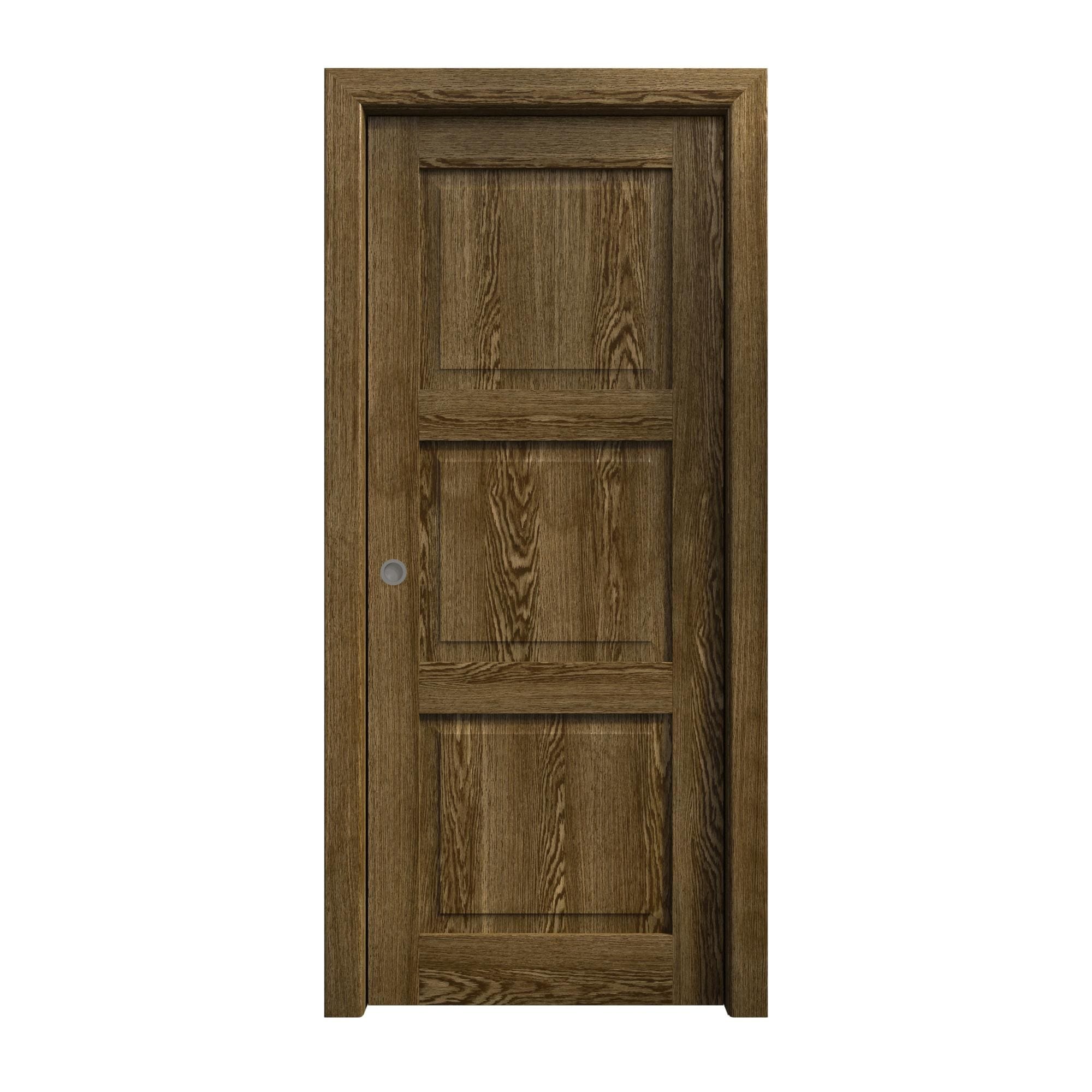 Sliding Pocket Door 18 x 84 inches | Ego 5010 Marble Oak | Kit Rail Hardware | Solid Wood Interior Bedroom Modern Doors