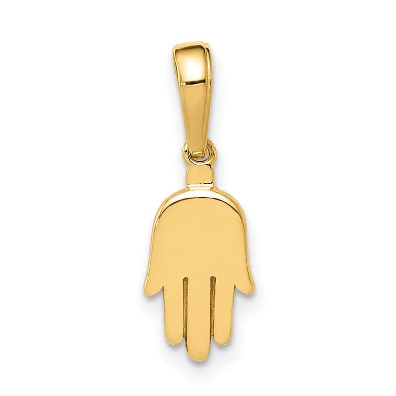Curata 14k Yellow Gold 18" Small Solid Hamsa Pendant Necklace