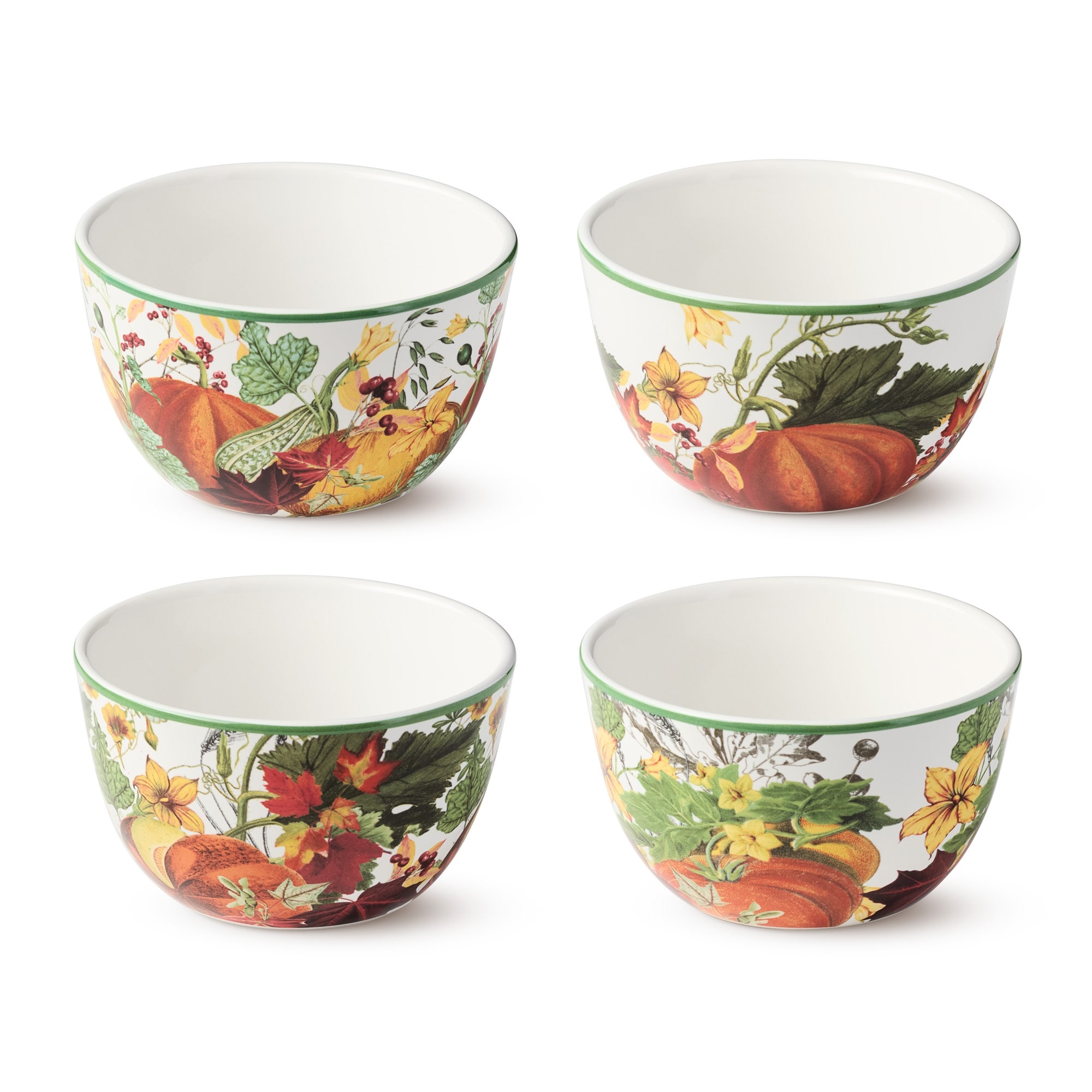 Certified International Harvest Fields 5.25" Ice Cream/Dessert Bowls, 4 Assorted Designs - 5.25"W x 5.25"D x 3.00"H