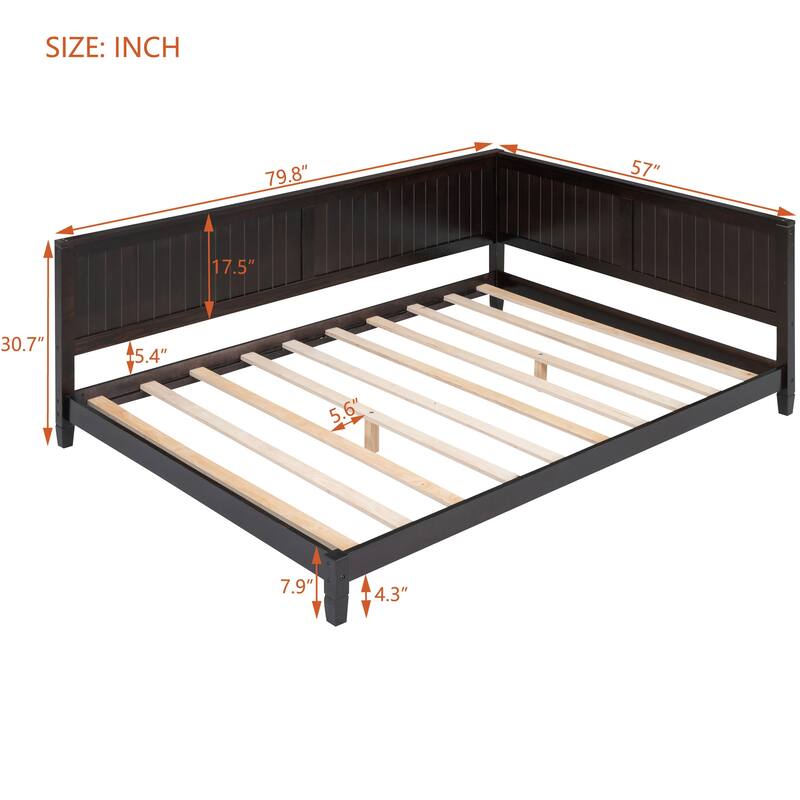 Elegant Twin/Full Wood Daybed with Armrest and Backrest, Ideal for Any Room