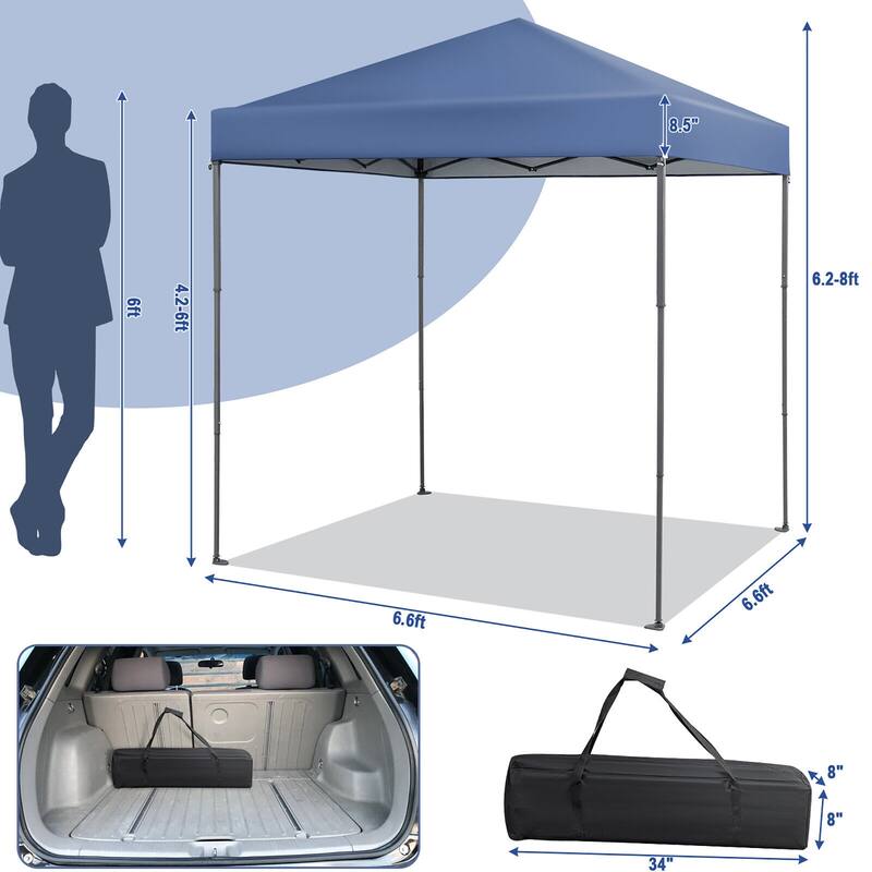 Gymax Patio 6.6 x 6.6ft Outdoor Pop-up Canopy Tent Portable Sun