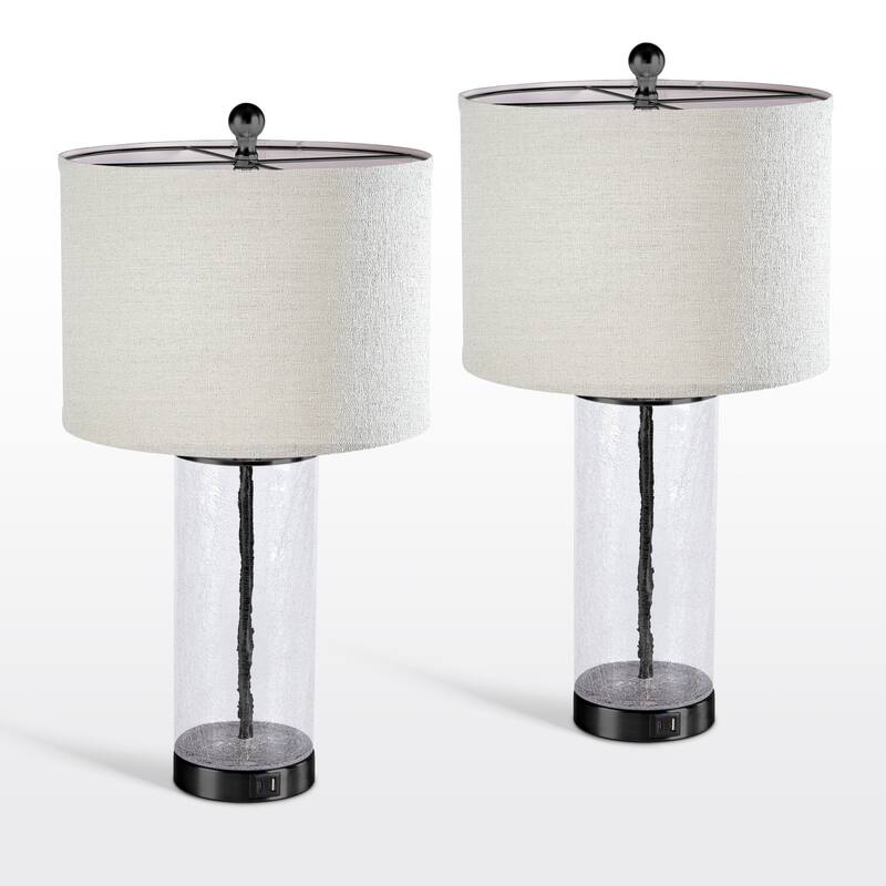 Maxax 26" Modern Blasted Glass Table Lamps Set