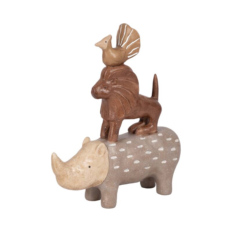 Decorative Stacked Animal Figurines - 8" Multi