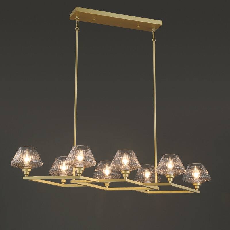 Acroma - 8 Light Steel & Glass Dimmable Chandelier - N/A - Satin Brass