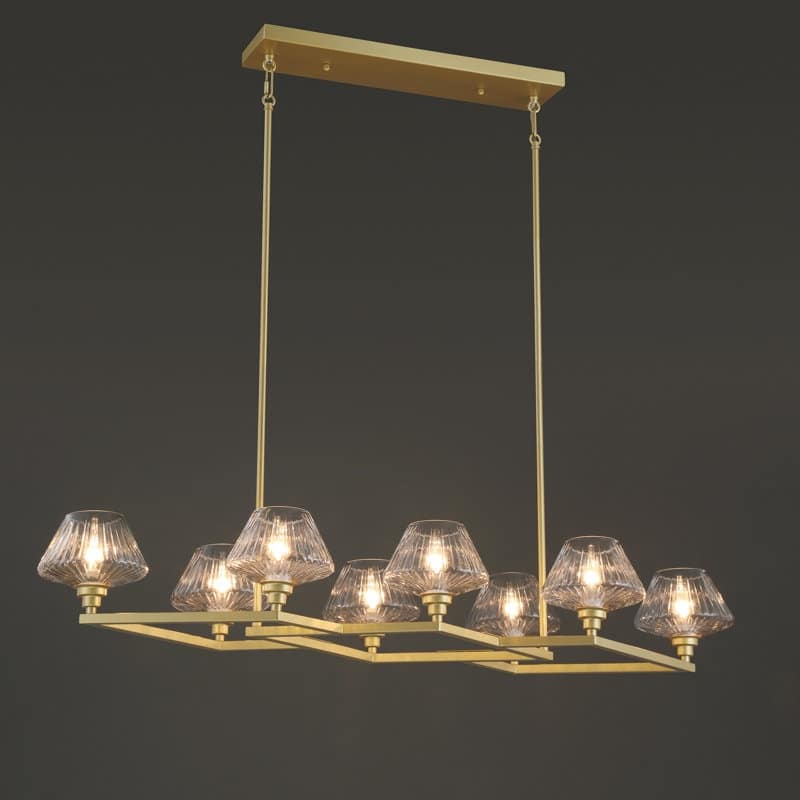 Acroma - 8 Light Steel & Glass Dimmable Chandelier - N/A