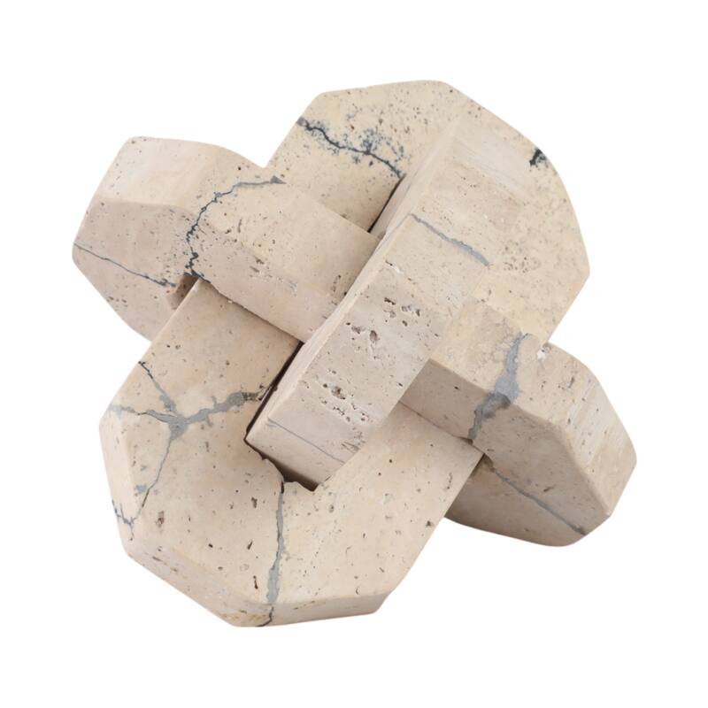 Stone Decorative Object Interlocking Geometric Sculptural Design