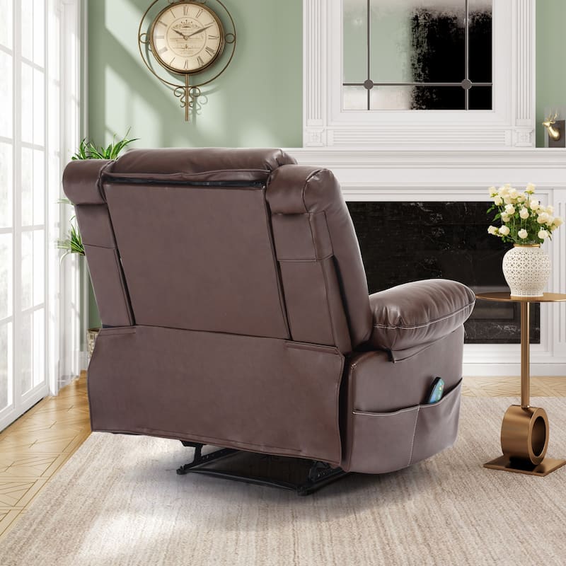 Manual Reclining Chair with 8-Point Vibration Massage, Lumbar Heat, and Durable Wood-Steel Frame for Living Room Comfort