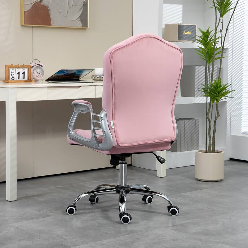 Vinsetto Home Office Chair, Velvet Computer Chair, Button Tufted Desk Chair with Swivel Wheels
