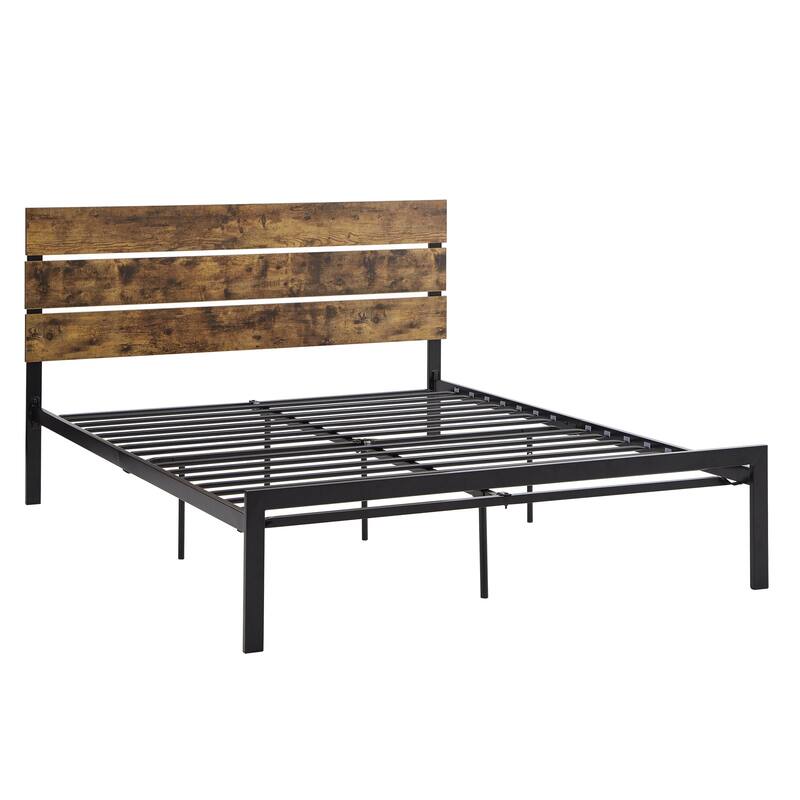 Aabira Metal Platform Bed with Wood Finish Panels by iNSPIRE Q Modern