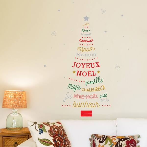 Shop Walplus French Quote Christmas Tree Wall Sticker Festive Home Decor Overstock 31770446