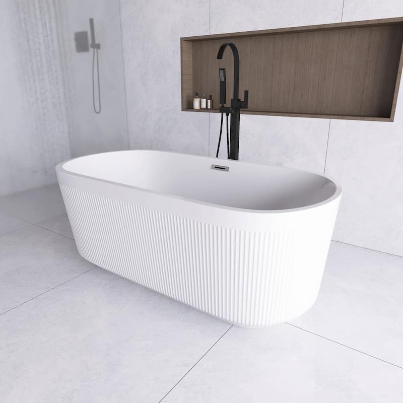 Acrylic Freestanding Flatbottom Soaking Bathtub