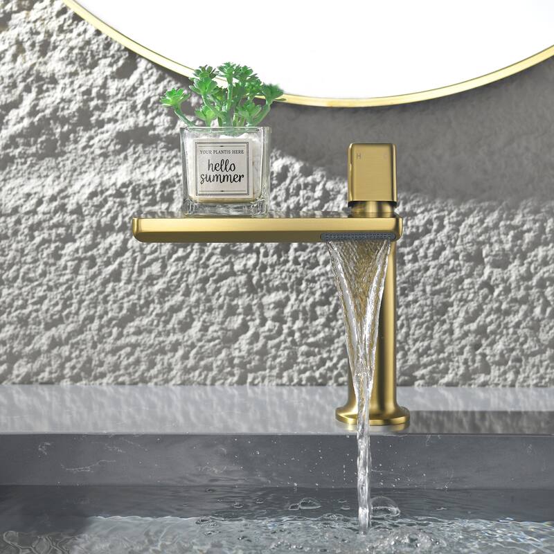 Single Handle Waterfall Bathroom Sink Faucet Brass Modern 1 Hole Bathroom Basin Vanity Faucets