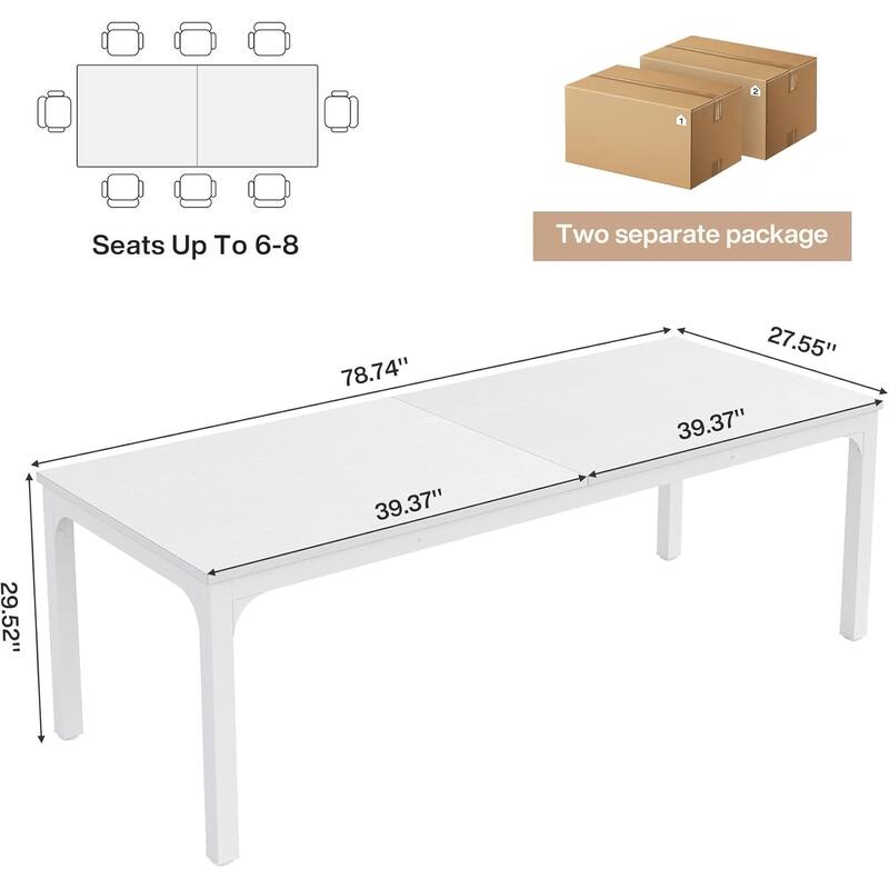 Long Conference Table Set of 4, 13FT Large Rectangle Meeting Seminar Table, 78.74-Inch Business Tables