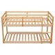 preview thumbnail 10 of 18, Twin over Twin Floor Bunk Bed with Ladder, Solid Pinewood Low Bunkbeds Frame w/Safety Guardrails for Dorm, Bedroom, Guest Room