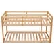 preview thumbnail 20 of 18, Twin over Twin Floor Bunk Bed with Ladder & Guardrails, Wood Bedframe