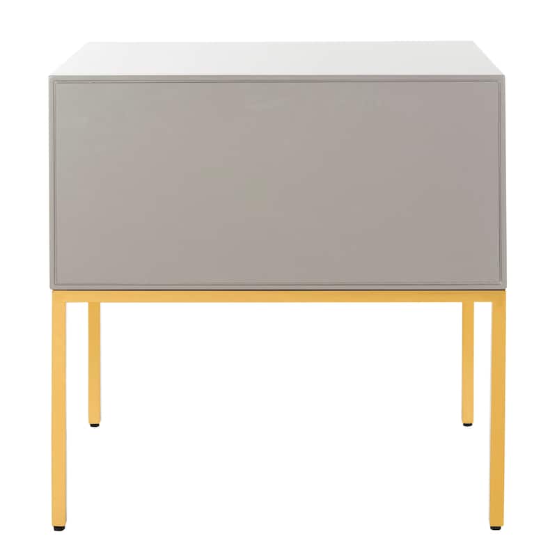 SAFAVIEH Couture Mercês Walnut 2-Drawer Side Table- Charcoal / Gold - 24" W x 20" L x 26" H - 24"W x 20"D x 26"H