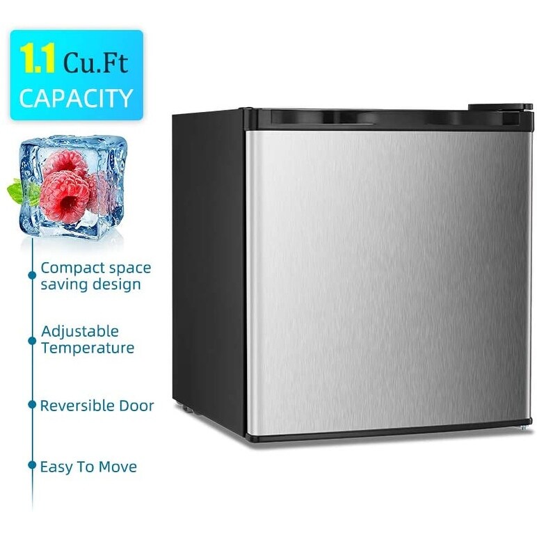 1.1 Cu.ft Compact Upright Freezer, Reversible Door, Adjustable