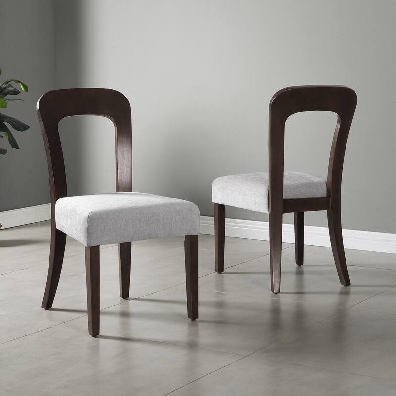 Christopher Knight Home - Adrian Upholstered Dining Chairs, Comfortable Seating with Sturdy Wood Frame, Set of 2 - Dark brown frame+Grey fabric