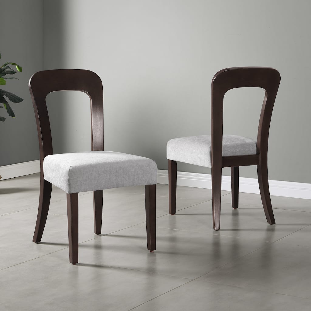 Dining Chairs Set of 2, Upholstered Kitchen Side Chairs with Fabric Seating, Rubber Wood Frame Chairs for Living Room