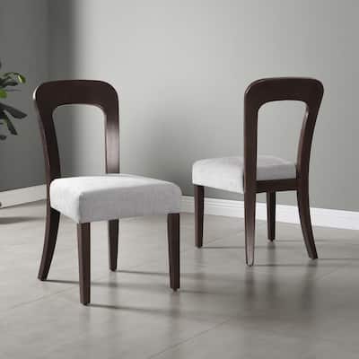 Modern 2 Piece Wooden Fabric Dining Chair with Backrest, Cushion，Anti Scratch Pad for Dining Room Kitchen Living Room Bedroom