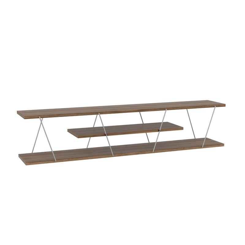 FurnisHome Store Tars Mid Century Modern Tv Stand 4 Shelves Open Storage Metal Cords Entertainment