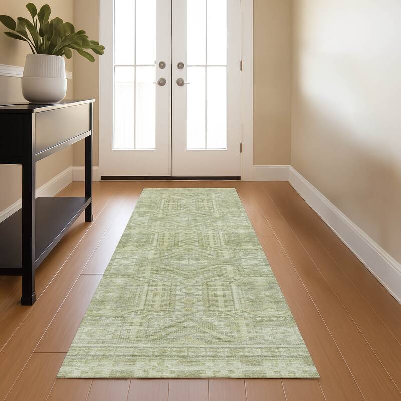 Premium Washable Super Soft Traditional Global Mayfield Rug - Sage - 2'3" x 7'6"