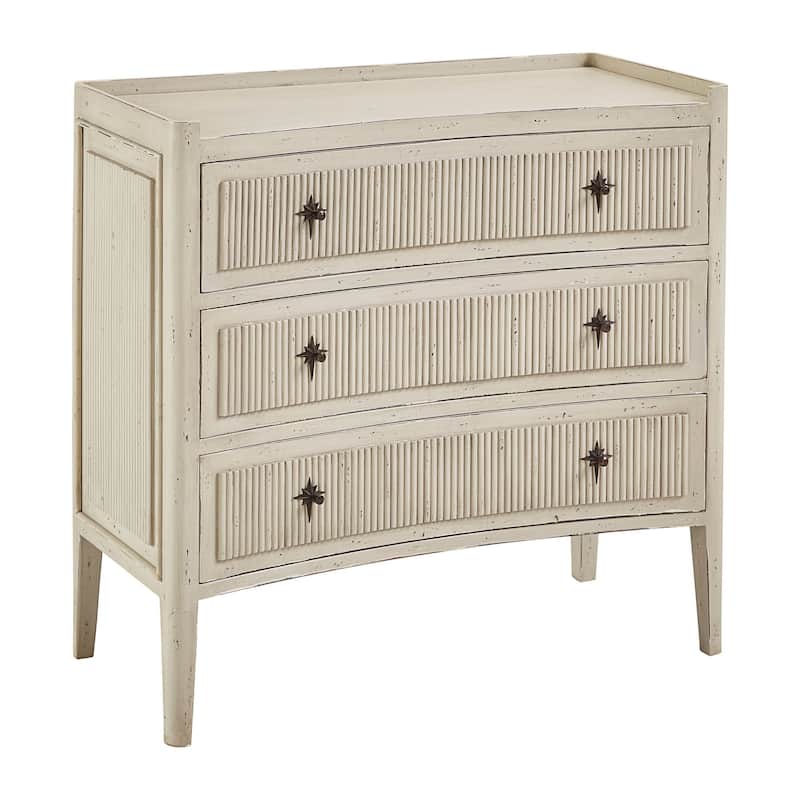 Reeded 36" 3-Drawer Chest, Light Brown