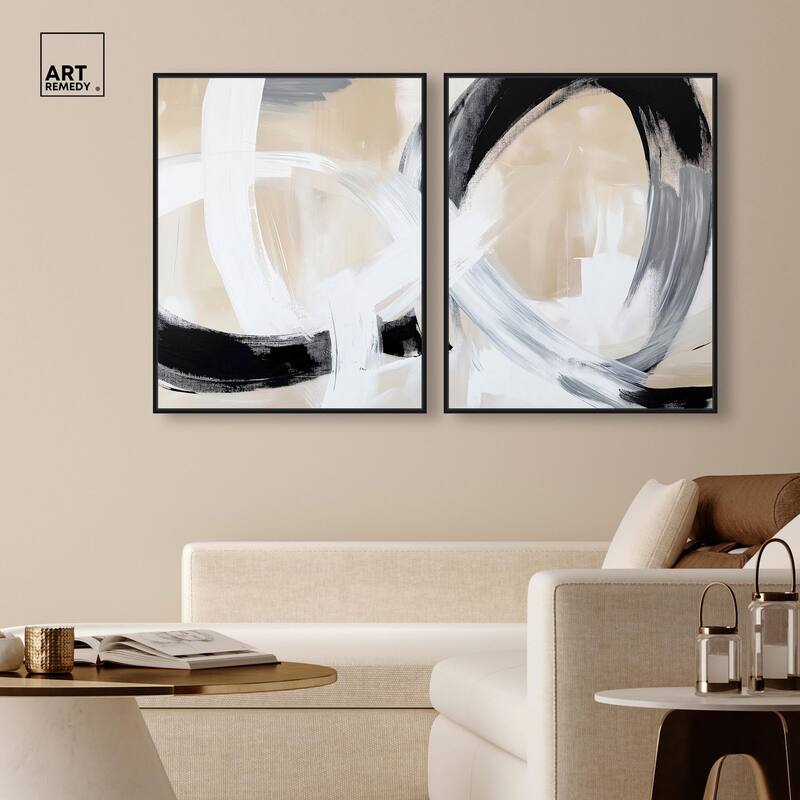 Neutral Interplay I Canvas Set of 2 by Art Remedy