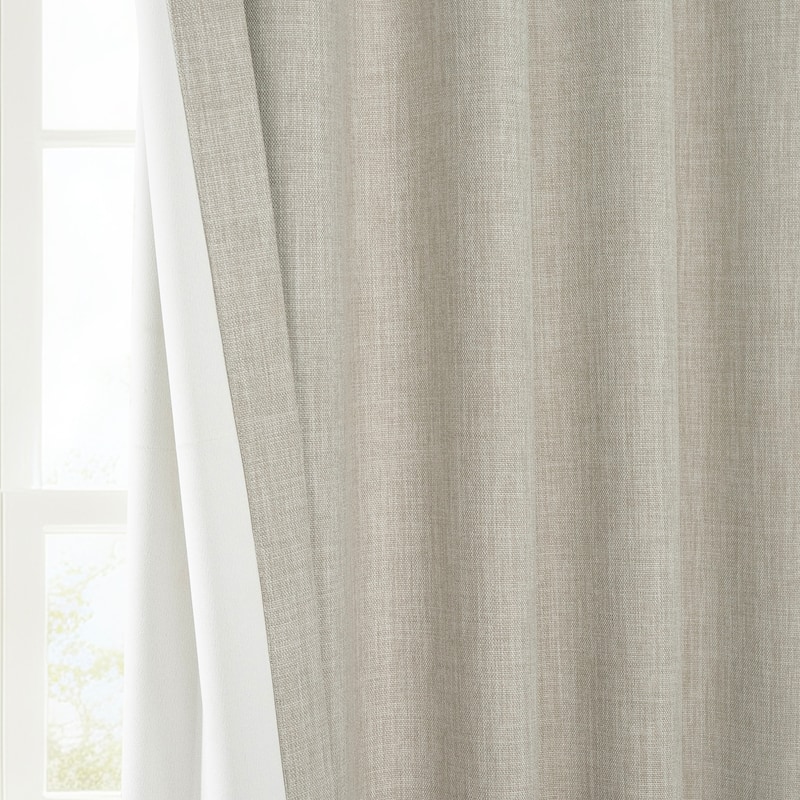 Exclusive Fabrics Faux Textured Faux Linen Room Darkening Curtains for Bedroom & Living Room Curtains (1 Panel)