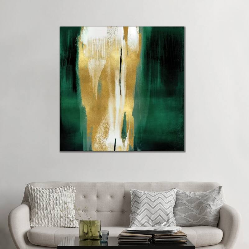 iCanvas "Free Fall Emerald with Gold I" by Christine Wright Canvas Print