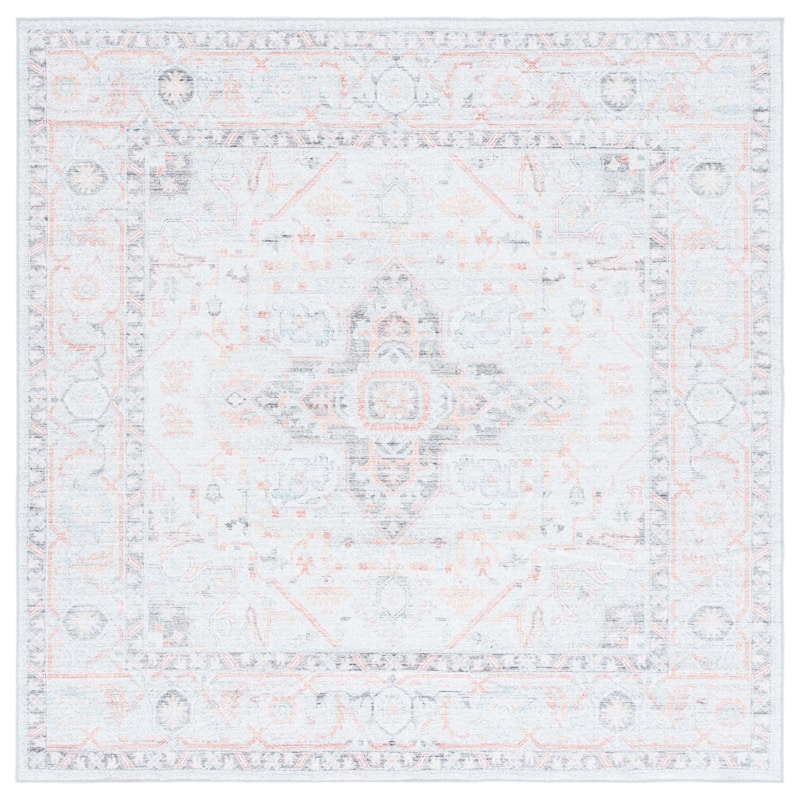 SAFAVIEH Arizona Fjola Vintage Rug - 6' Square - Light Grey/Light Green