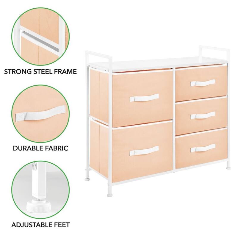 mDesign Wide Dresser Storage Tower Organizer Unit, 5 Drawers