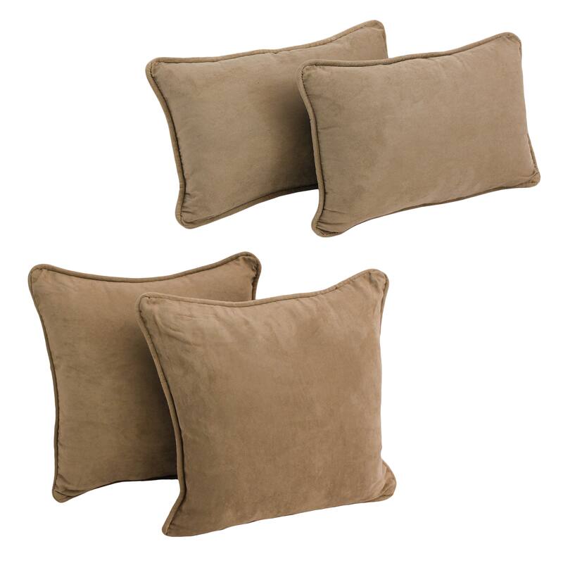 Blazing Needles Delaney Microsuede Throw Pillow Set (Set of 4)