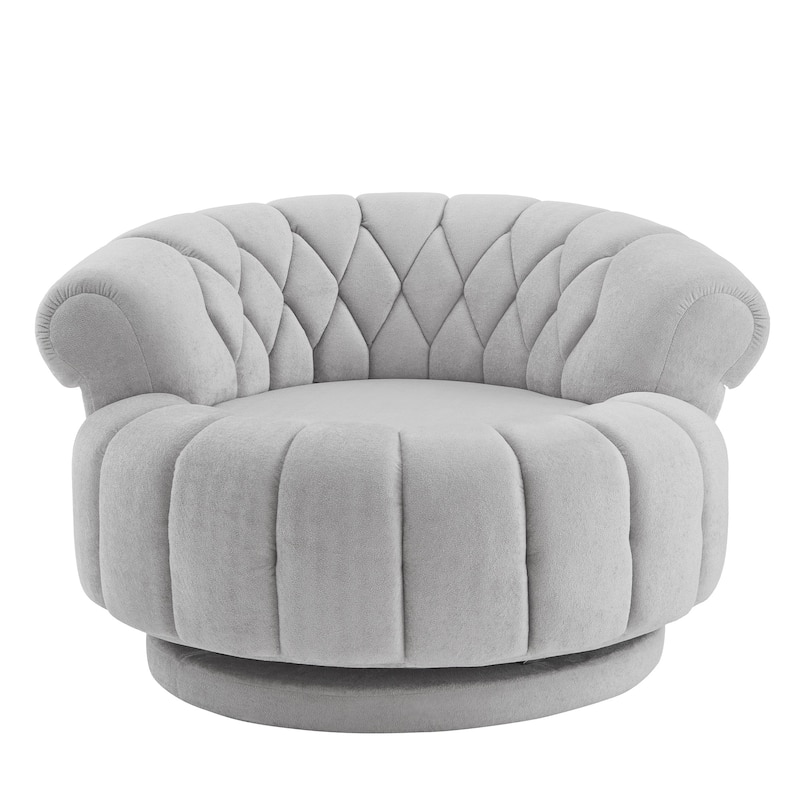 360° Swivel Chair Accent Chair Chenille Upholstered Single Sofa Chair Round Club Chair for Living Room Bedroom
