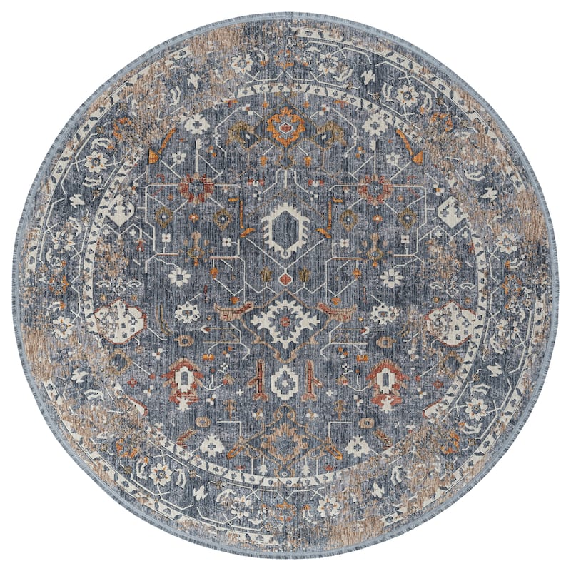 Artundra Denium Machine Made Flatweave Indoor Area Rug - 5'3" x 5'3"