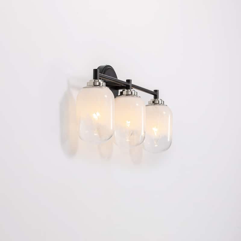 Vidalite Seren 3-Light Matte Black Wall Sconce Light with Handmade Glass Shades and Rotatable Lights, Modern Style - 5" x 20"