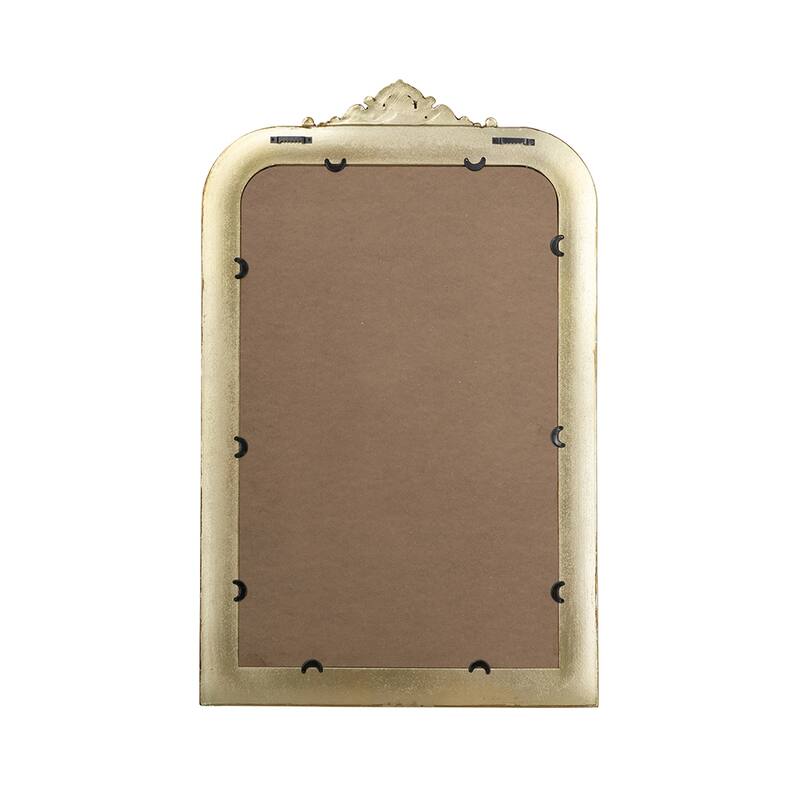 23.5x37.5" Decorative Arched Wall Mirror With Ornate Gold Crest Design