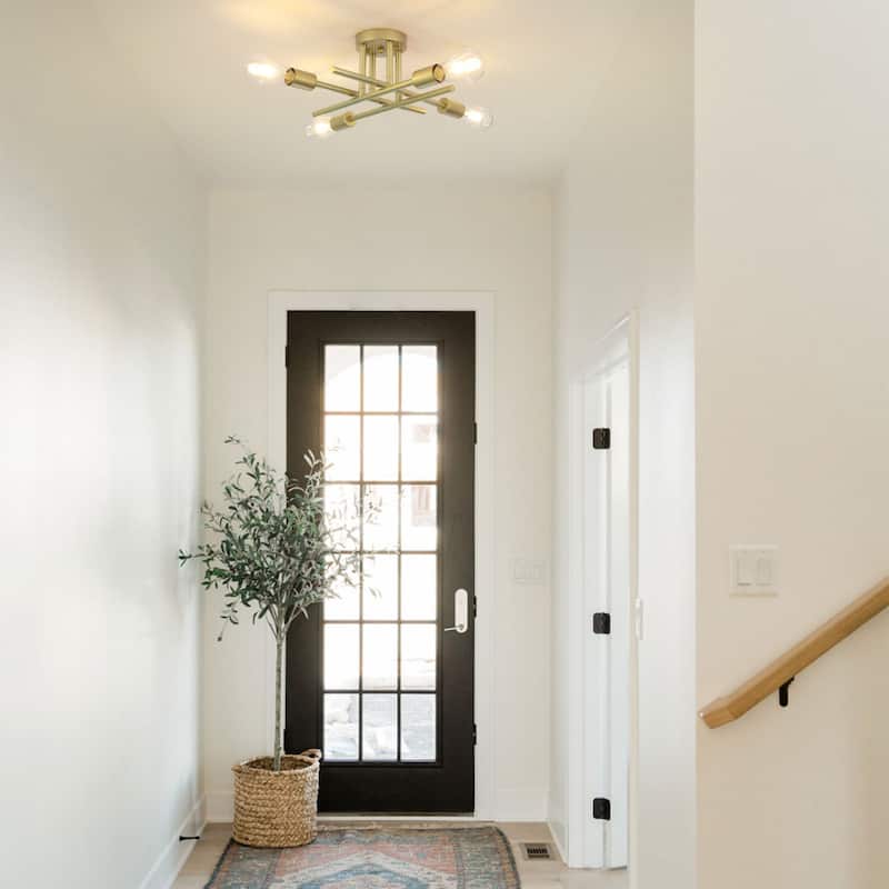4-Light Modern Semi-Flush Mount Light for Bedroom Study Living Room