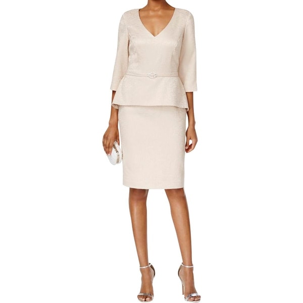 Alex Evenings Womens Petites Formal Dress Embellished Peplum