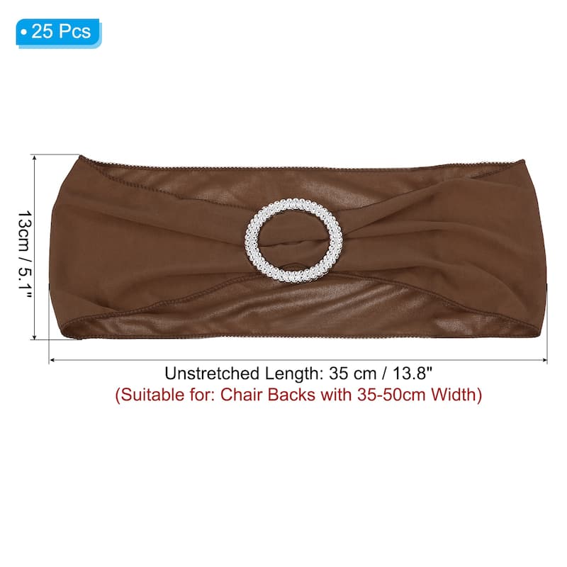 14"x5" Stretch Chair Sashes Bows Chair Bands Sash with Buckle - Light Brown - 25 Pcs