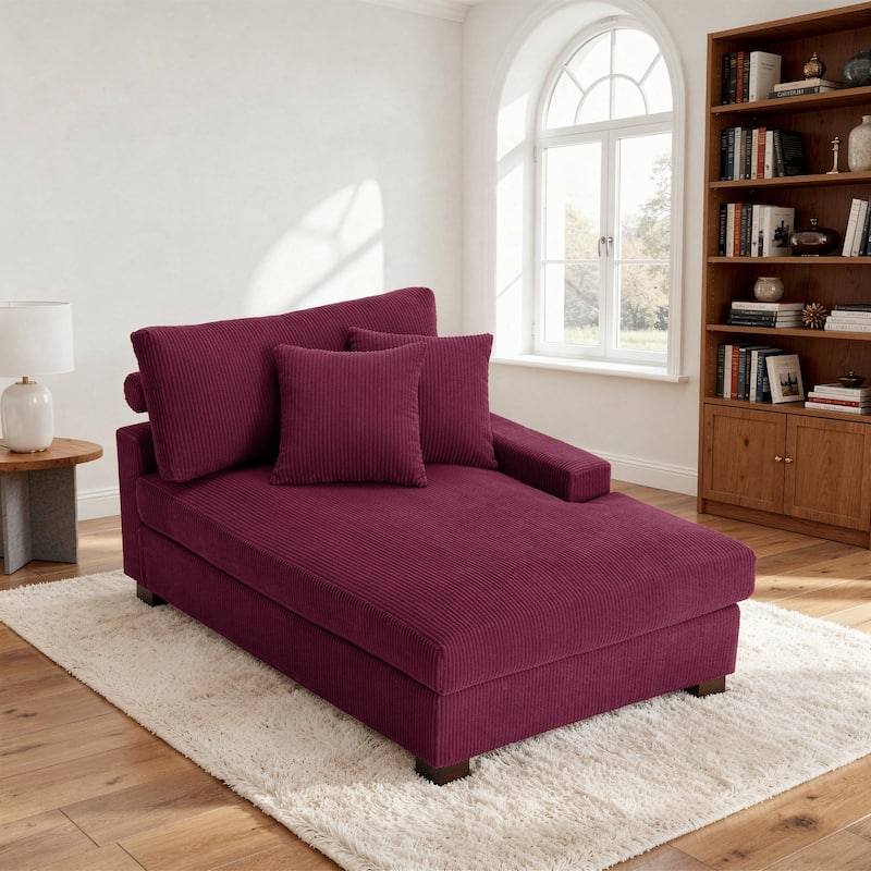 Corduroy Chaise Lounge Chair Upholstered Indoor Lounger Sofa