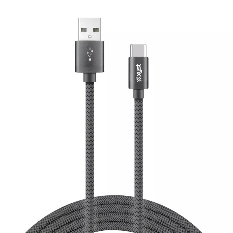 Xyst Charge and Sync USB to USB-C Braided Cable 10Ft - Black